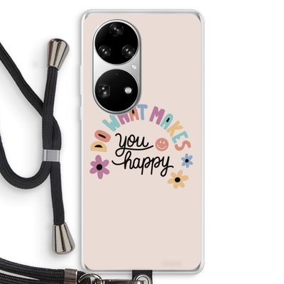 Happy days: Huawei P50 Pro Transparant Hoesje met koord