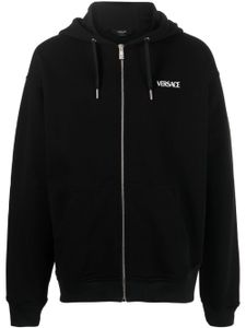 Versace hoodie zippé à logo imprimé - Noir