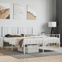 Bedframe met hoofd- en voeteneinde metaal wit 140x190 cm - thumbnail