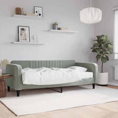 Slaapbank met matras 90x200 cm fluweel lichtgrijs