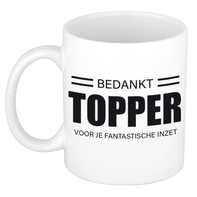 Collega cadeau koffiemok - beker - Bedankt Topper - voor je fantastische inzet - wit