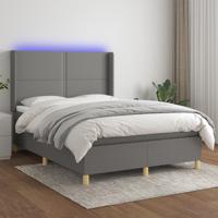 Boxspring met matras en LED stof donkergrijs 140x190 cm