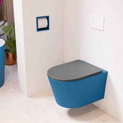 MONDIAZ LAVIE hangend toilet single fire rimless diepspoel Jeans, Toiletzitting met quick-release & softclose Dark Grey