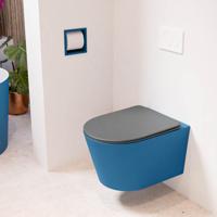 MONDIAZ LAVIE hangend toilet single fire rimless diepspoel Jeans, Toiletzitting met quick-release & softclose Dark Grey