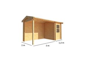 Blokhut met overkapping Fenna 450 cm bij 200 cm diep Zadeldak - Warentuin collection