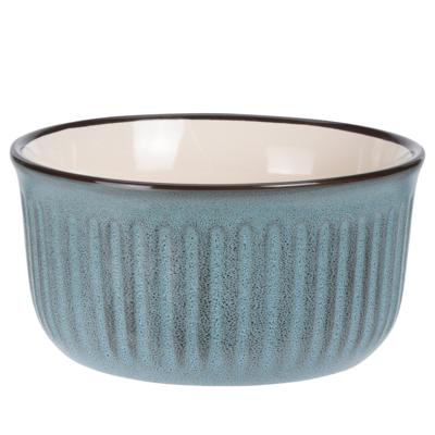 Soepkom Striped - blauw - 14 x 7 cm - keramiek - kommetjes - 500 ml