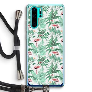 Flamingo bladeren: Huawei P30 Pro Transparant Hoesje met koord