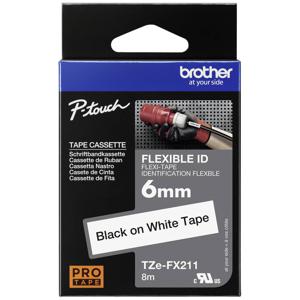 Brother TZe-FX211 Labeltape flexibel Tapekleur: Wit Tekstkleur: Zwart 6 mm 8 m