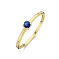14k Geelgouden Ring September Blauwe Saffier Geboortesteen 3mm