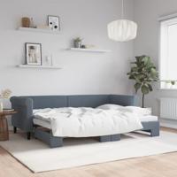 Slaapbank met onderschuifbed 80x200 cm fluweel donkergrijs Slaapbank met onderschuifbed 80x200 cm fluweel donkergrijs