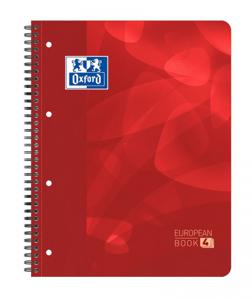 Projectboek Oxford School A4+ 4-gaats ruit 5mm 120vel rood