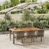 7-delige Tuinset met kussens poly rattan grijs