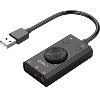 ORICO SC2 multifunctionele USB externe stuurprogramma's Sound Card met 2 x Headset poorten & 1 x microfoon poort & volumeaanpassing (zwart)