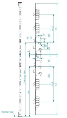 Deurmeerpuntssluiting 6220-DUO 55/72 z/toebehoren DrR.1+3