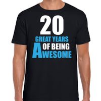 20 great years of being awesome verjaardag cadeau t-shirt zwart voor heren - thumbnail