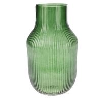 Excellent Houseware glazen vaas / bloemen vazen - groen - 12 x 23 cm - Vazen - thumbnail