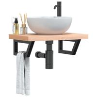 Badkamer wandschap staal en massief beukenhout