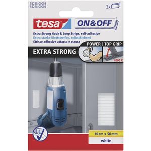 1x Tesa klittenband ophangsysteem extra sterk wit 10 x 5 cm   -