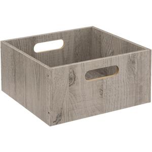 5five Opbergmand/kastmand van hout - grijs - 14 Liter - 31 x 31 x 15 cm - Opbergboxen