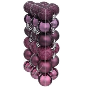 Kerstballen mini - 36x stuks - framboos roze - 3 cm - kunststof