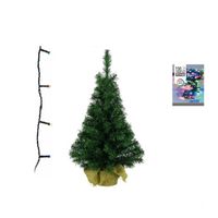 Groene kunst kerstboom 90 cm inclusief gekleurde kerstverlichting