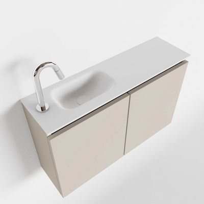 Toiletmeubel Mondiaz Ture | 80 cm | Meubelkleur Linen | Eden wastafel Talc Links | 1 kraangat