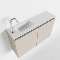 Toiletmeubel Mondiaz Ture | 80 cm | Meubelkleur Linen | Eden wastafel Talc Links | 1 kraangat