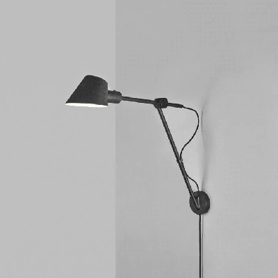 Wandlamp keuken zwart verstelbaar &apos;Stay long&apos; E27 fitting stekker DFTP