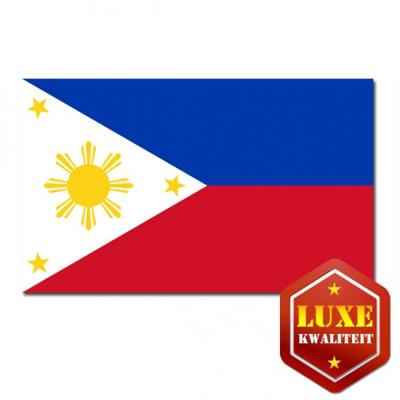 Luxe vlag Filipijnen met wapen - 100 x 150 cm - polyester - met ringen - landen