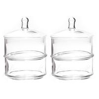 Bonbonniere - 2x - 2 laags - 12 x 18 cm - glas - met tekst - voorraadpot - snoeppot