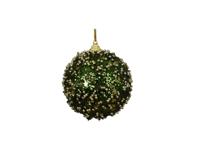 Kerstbal foam 8 cm groen met gouden details