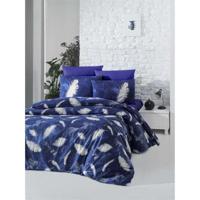 Beddengoedset - 1 dekbedovertrek 220 x 240 cm + 2 kussenslopen 60 x 60 cm - 100% versterkt katoen - Blauw