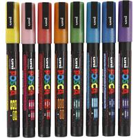 Uni-Posca Posca marker, afm pc-3ml, lijndikte 0,9-1,3 mm, glitterkleuren, 8 stuk/ 1 doos