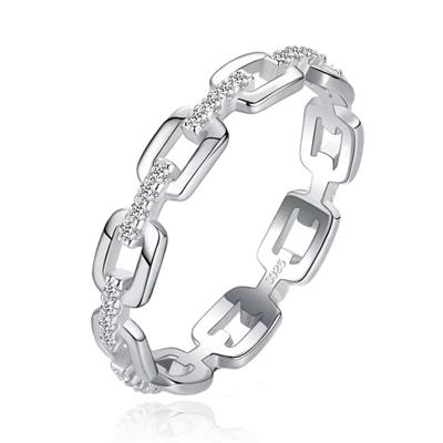 Elenza Sterling .925 Zilveren Schakelring met Zirkonia-19mm
