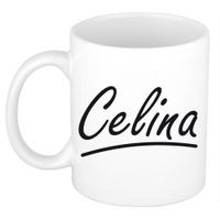 Naam cadeau mok / beker Celina met sierlijke letters 300 ml   -