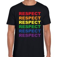 Regenboog Respect gay pride zwart t-shirt voor heren - thumbnail