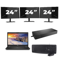 Dell Latitude E5490 - Intel Core i3-8e Generatie - 14 inch - 8GB RAM - 256GB SSD - Windows 11 Home + 3x 24 inch Monitor