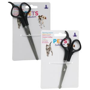 Pets Collection huisdieren knipscharen set - vacht/oren/neus - rvs/kunststof - katten/honden - 18 cm