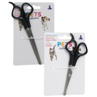 Pets Collection huisdieren knipscharen set - vacht/oren/neus - rvs/kunststof - katten/honden - 18 cm