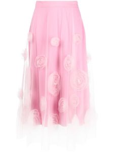 Viktor & Rolf floral-appliqué tulle midi skirt - Rose