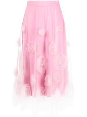 Viktor & Rolf jupe courte en tulle à appliques fleurs - Rose