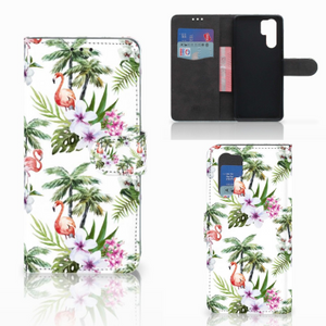 Huawei P30 Pro Telefoonhoesje met Pasjes Flamingo Palms