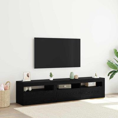 Tv-meubels 2 st met LED bewerkt hout zwart eikenkleurig