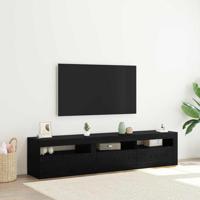 Tv-meubels 2 st met LED bewerkt hout zwart eikenkleurig