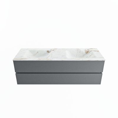 MONDIAZ VICA-DLUX 150cm badmeubel onderkast Plata 2 lades. Inbouw wastafel CLOUD dubbel 2 kraangaten, kleur Frappe.