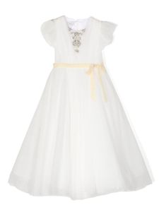 MARCHESA KIDS COUTURE robe longue en tulle à ornements en cristal - Noir