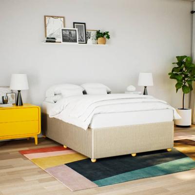 Bedframe zonder matras stof crèmekleurig 140x190 cm