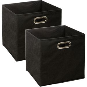 Set van 2x stuks opbergmand/kastmand 29 liter zwart linnen 31 x 31 x 31 cm