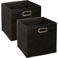 Set van 2x stuks opbergmand/kastmand 29 liter zwart linnen 31 x 31 x 31 cm