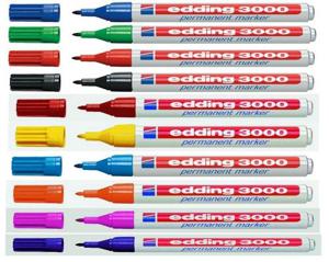 Edding permanent marker 3000, doos van 10 stuks in geassorteerde kleuren